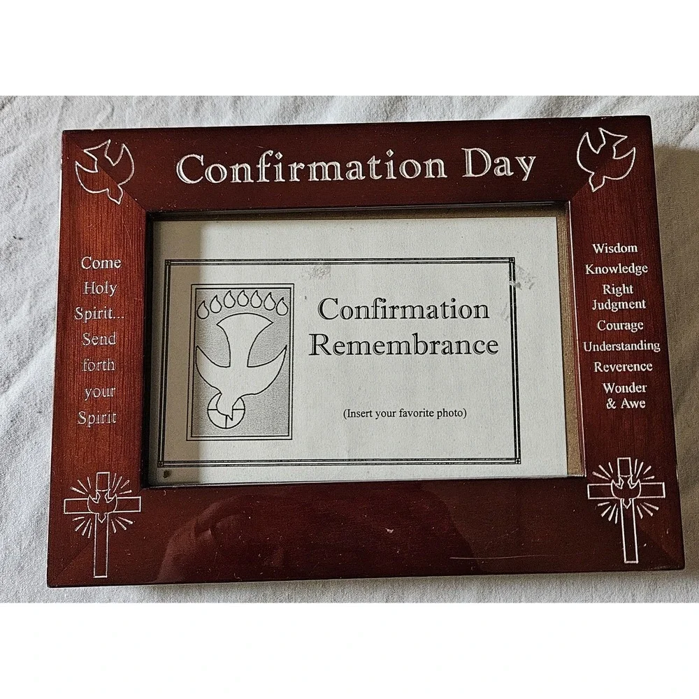 Confirmation Day Religious Photo Frame Holy Spirit Dove Cross Christian Keepsake